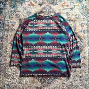 Vintage Aztec Long Sleeve T-shirt Medium